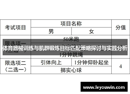 体育器械训练与肌群锻炼目标匹配策略探讨与实践分析