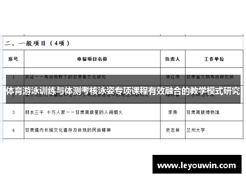 体育游泳训练与体测考核泳姿专项课程有效融合的教学模式研究